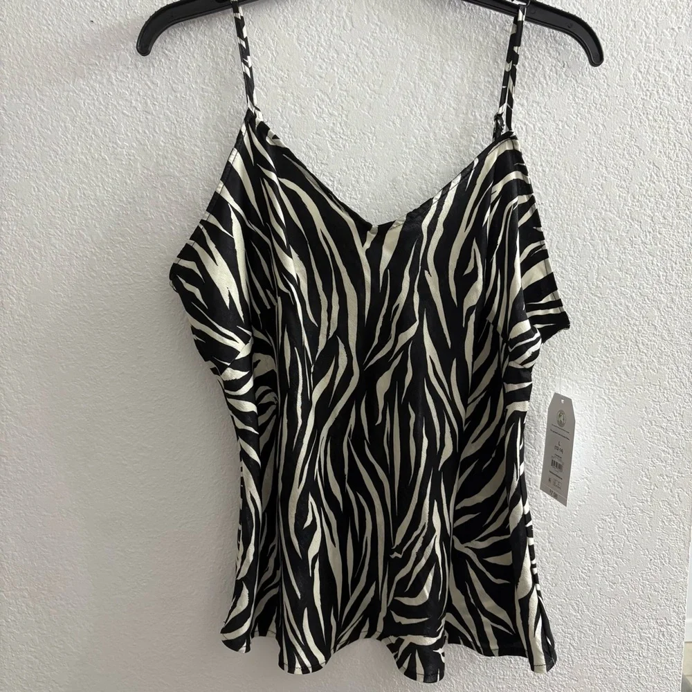 Time & Tru | Satin Zebra Print Tank Top - Picture 3 of 6